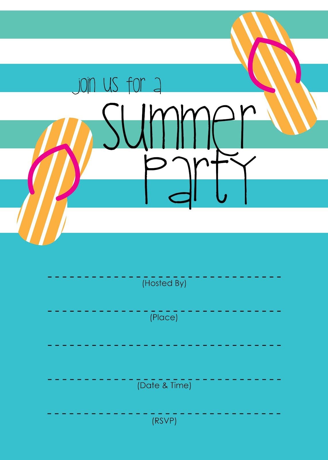 Summer Party Invitation â Free Printable